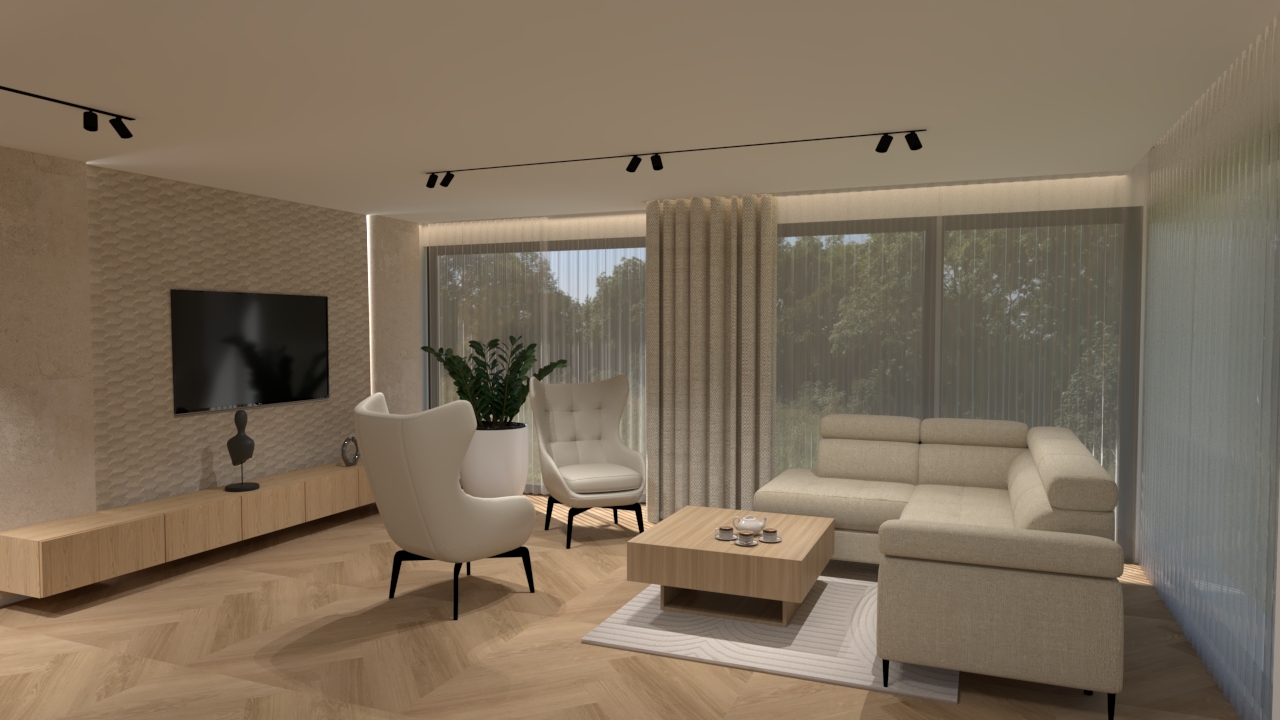 Wizualizacja wnętrza domu - salon 3